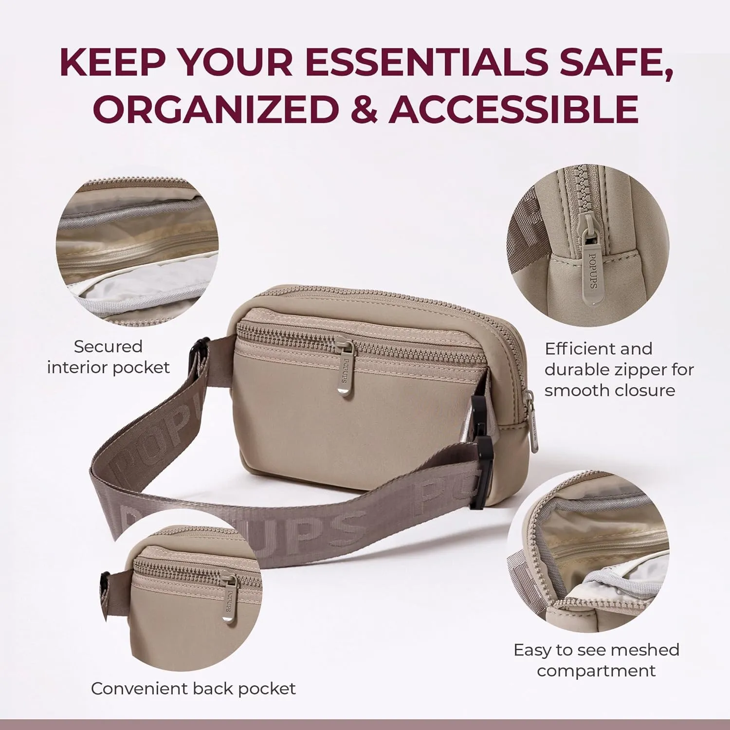 Everyday Fanny Pack Deep - Versatile Crossbody Belt Bags, Water-Resistant Neoprene Sling Bags, Fashion Waist Packs for Travel and Daily Use