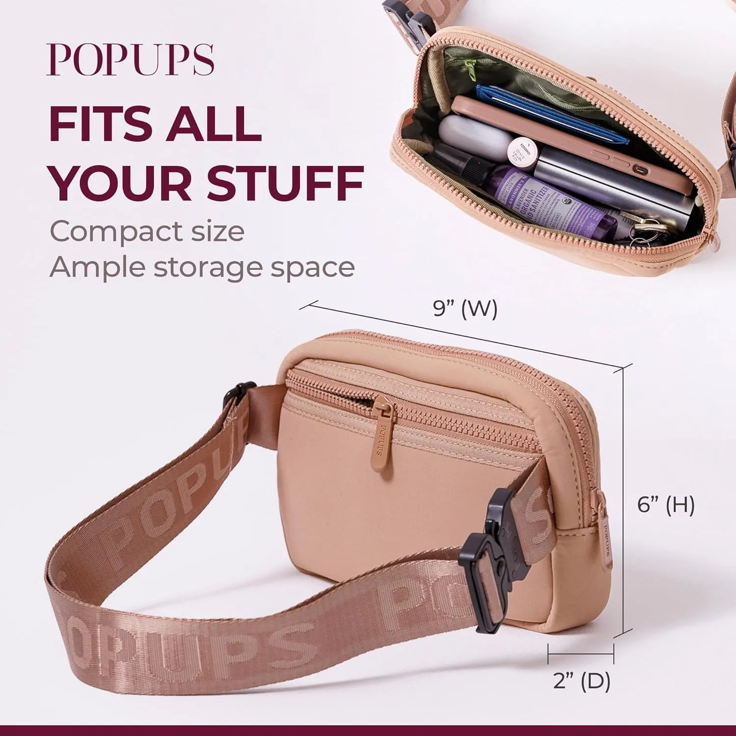 Everyday Fanny Pack Deep - Versatile Crossbody Belt Bags, Water-Resistant Neoprene Sling Bags, Fashion Waist Packs for Travel and Daily Use