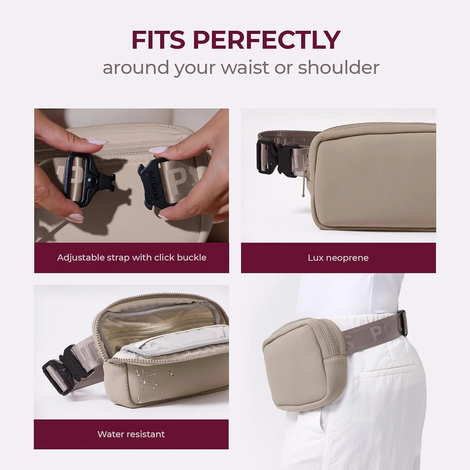 Everyday Fanny pack Pretty Pick - Versatile Crossbody Belt Bags, Water-Resistant Neoprene Sling Bags, Fashion Waist Packs for Travel and Daily Use