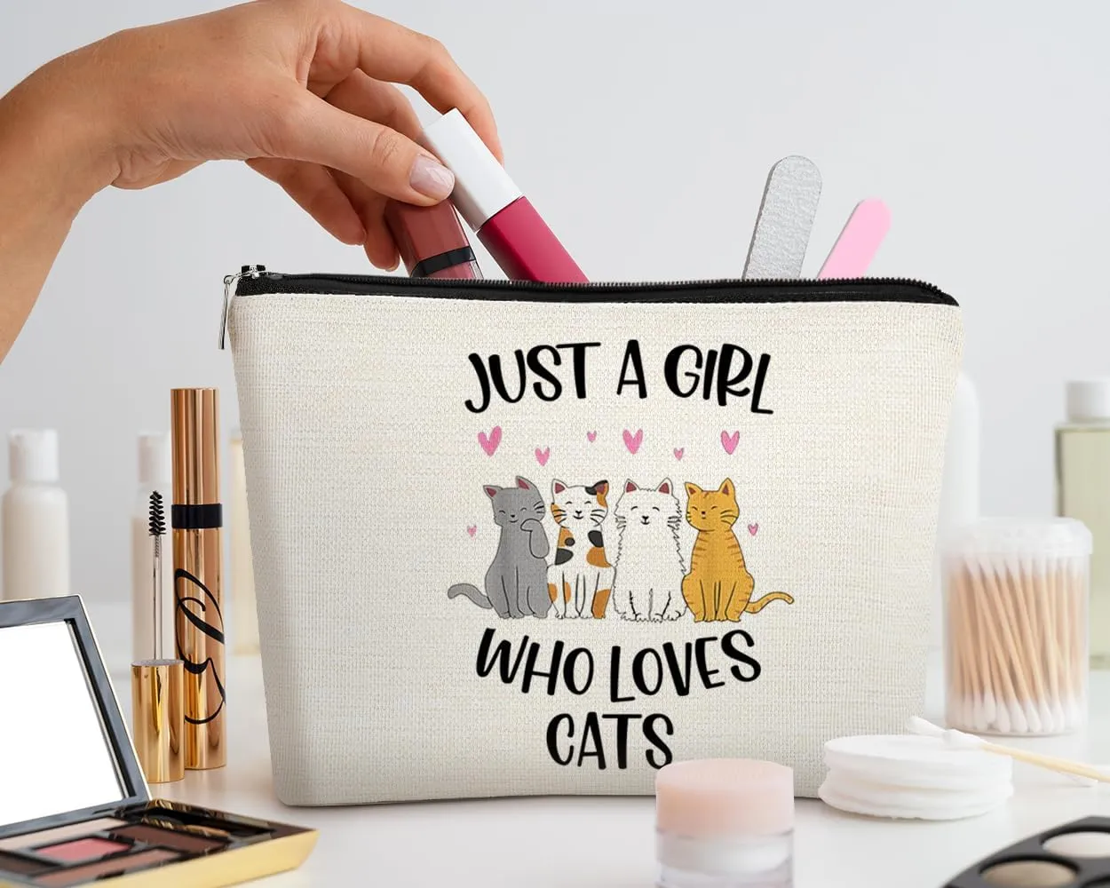 EXUQO Cat Lovers Gifts: Makeup Bag, Birthday Gift Pouch, Zipper Travel Cosmetic Bag