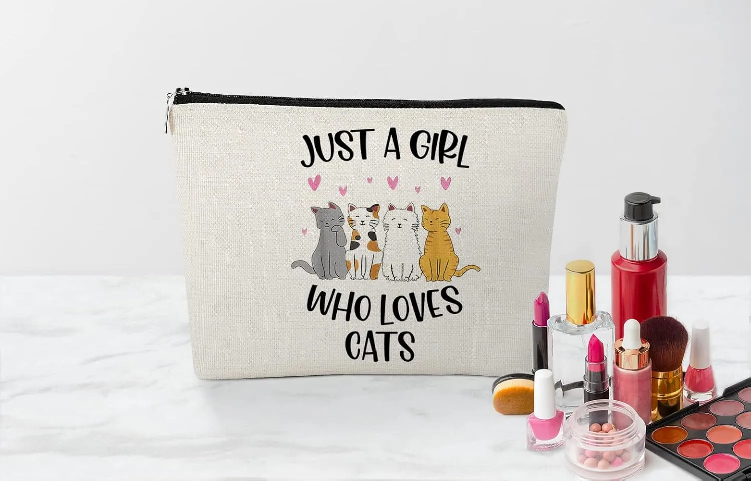 EXUQO Cat Lovers Gifts: Makeup Bag, Birthday Gift Pouch, Zipper Travel Cosmetic Bag