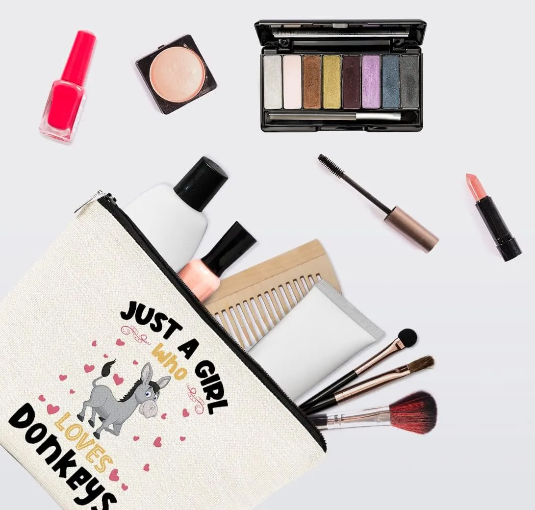 EXUQO Donkey Lovers Makeup Bag - Cute Cosmetic Pouch for Travel