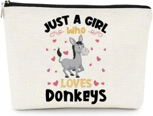 EXUQO Donkey Lovers Makeup Bag - Cute Cosmetic Pouch for Travel
