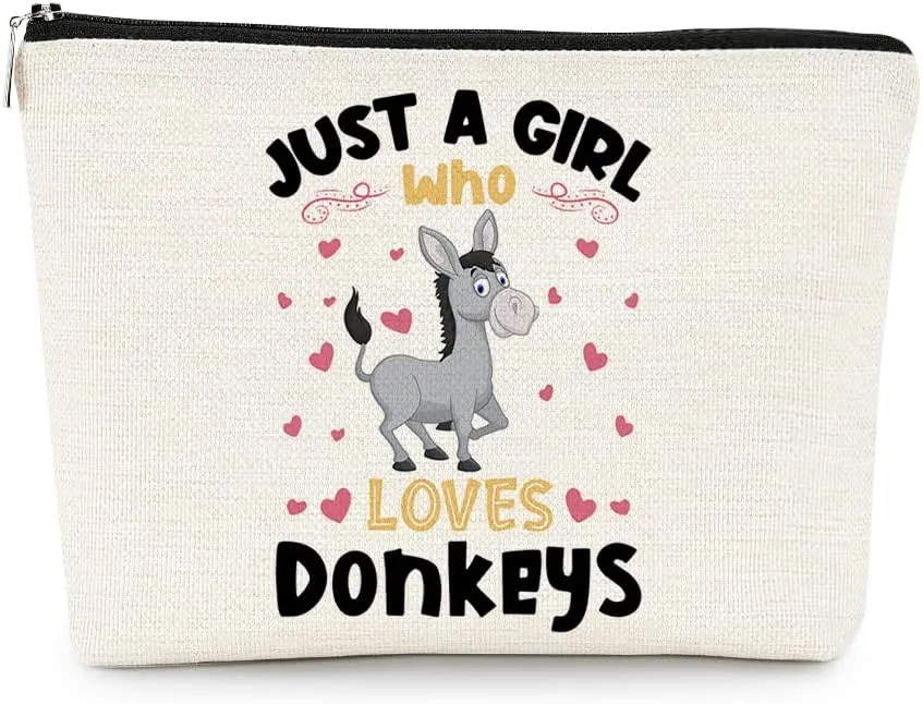 EXUQO Donkey Lovers Makeup Bag - Cute Cosmetic Pouch for Travel