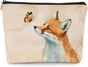 EXUQO Fox Makeup Bag, Gifts for Women and Fox Lovers, Cute Small Cosmetic Bag, Birthday Gifts for Mother, Friend, Sister, Coworker