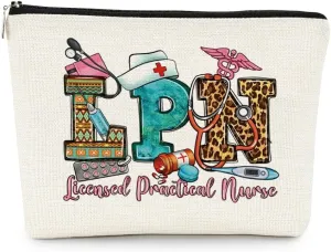 EXUQO Leopard Pink LPN Gifts - Makeup Bags for Nurses, Graduation & School Nurse Appreciation