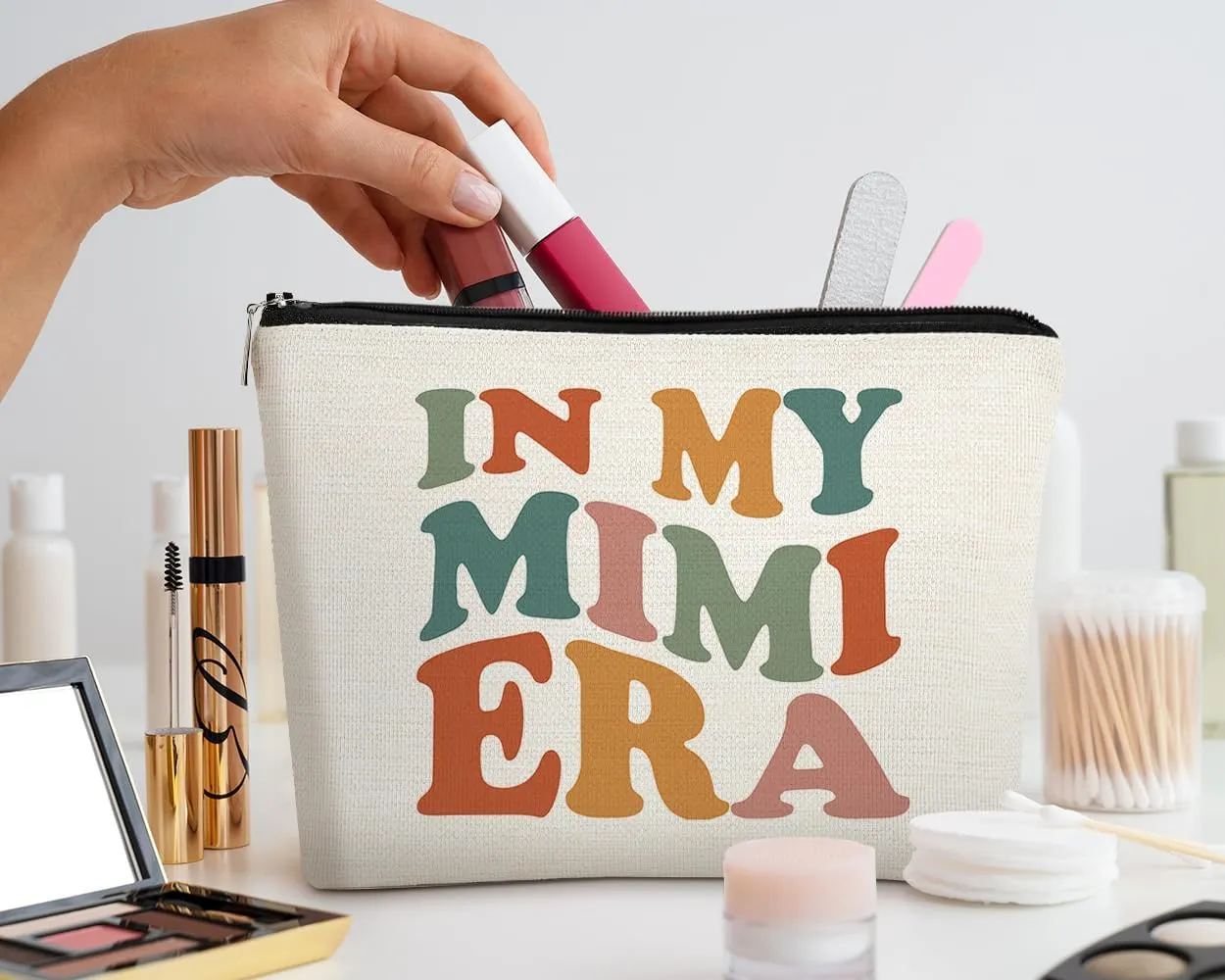 EXUQO Mimi Gifts for Grandma,In my Mimi Era Makeup Bag,Birthday Gifts for Grandma from Grandkids,Zipper Pouch Bag Travel Bag,Mimi Cosmetic Bag
