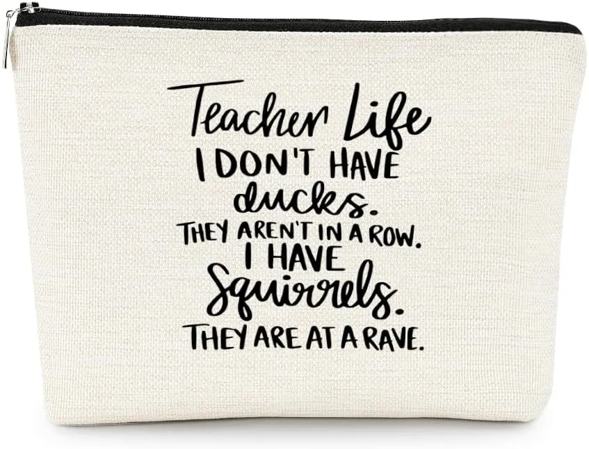 EXUQO Teacher Makeup Bag Teacher Gifts,Small Makeup Bag Appreciation Thank You Gifts for Teacher,Teachers Day Gift,Birthday Gift Cosmetic Bag Organizer