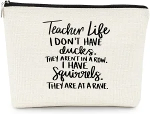 EXUQO Teacher Makeup Bag Teacher Gifts,Small Makeup Bag Appreciation Thank You Gifts for Teacher,Teachers Day Gift,Birthday Gift Cosmetic Bag Organizer