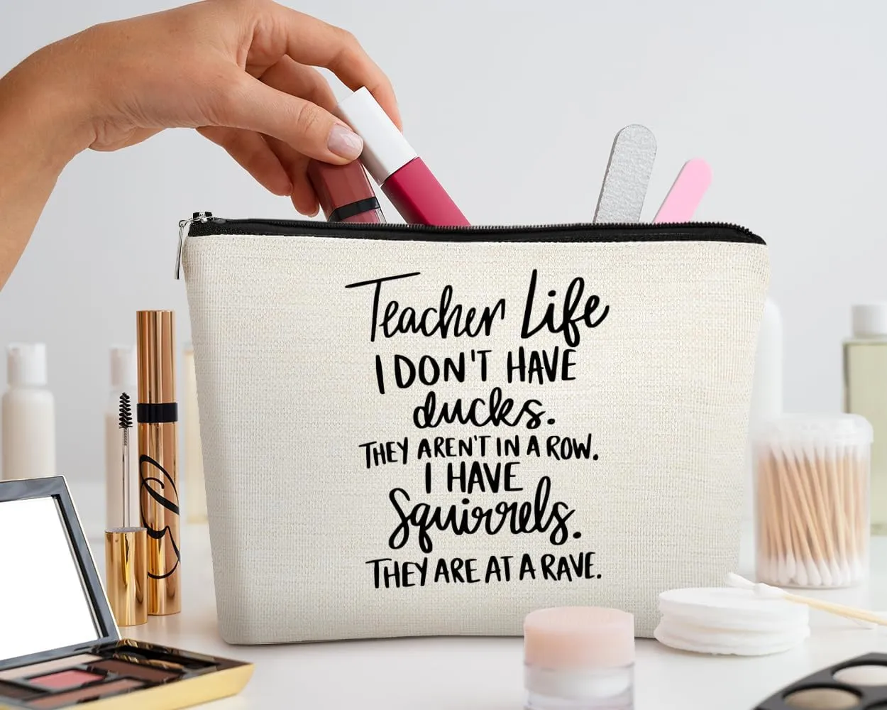 EXUQO Teacher Makeup Bag Teacher Gifts,Small Makeup Bag Appreciation Thank You Gifts for Teacher,Teachers Day Gift,Birthday Gift Cosmetic Bag Organizer