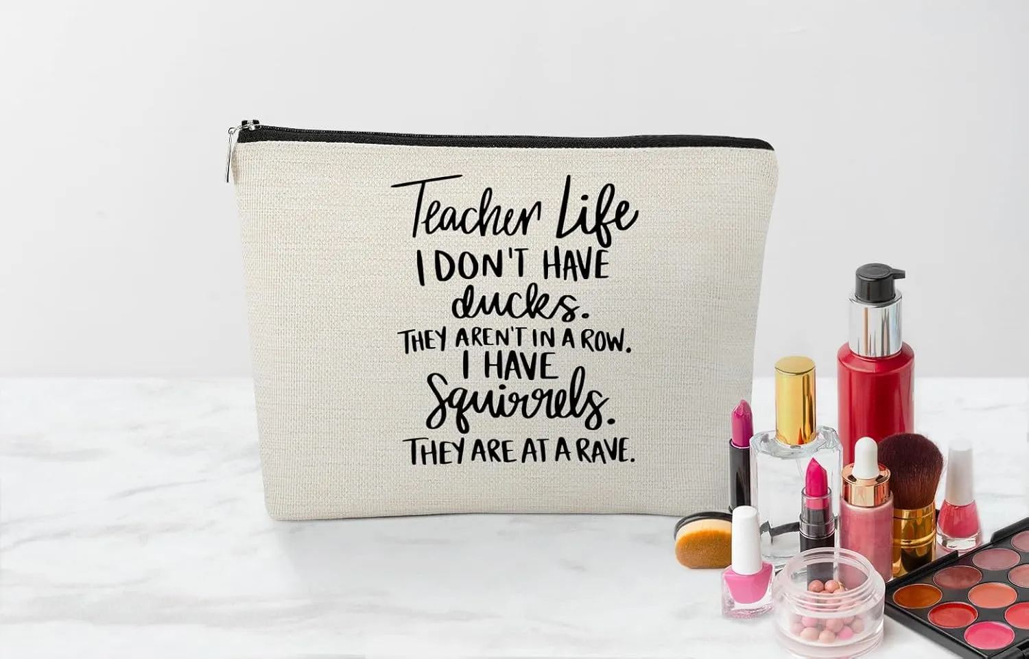EXUQO Teacher Makeup Bag Teacher Gifts,Small Makeup Bag Appreciation Thank You Gifts for Teacher,Teachers Day Gift,Birthday Gift Cosmetic Bag Organizer