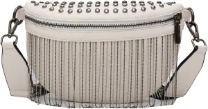 Fanny Pack Crossbody Chest Bags for Women, Faux Leather Fringe Quilted Waist Belt Bum Bag Rivet Studded Tassel Shoulder Purse (JSBag01-2)
