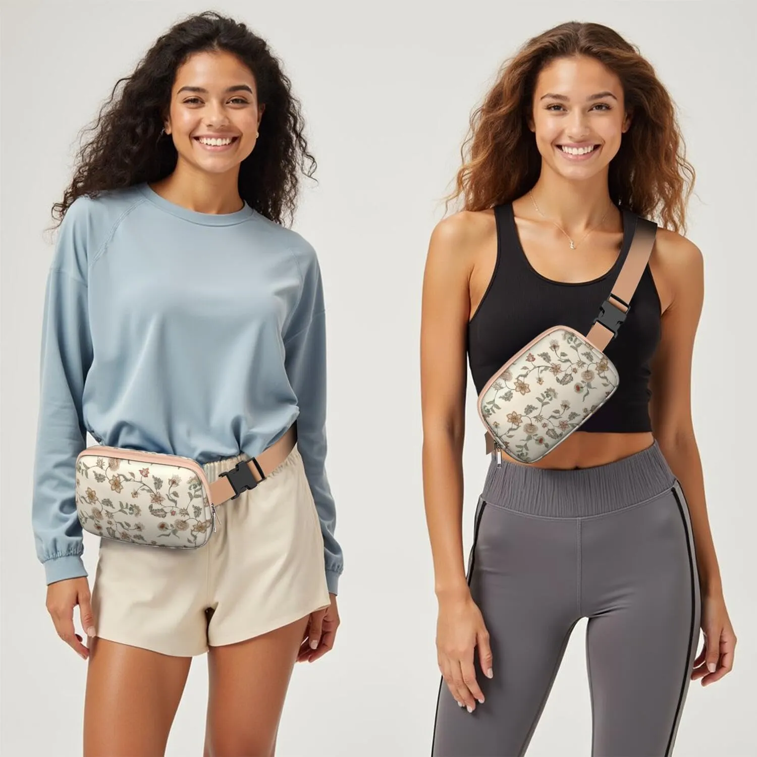 Fanny Pack for Women,Mini Waterproof Floral theme Belt Bag,Fashionable Crossbody,Cute Everywhere Belt Bags Fanny Pack for Hiking,Travel.