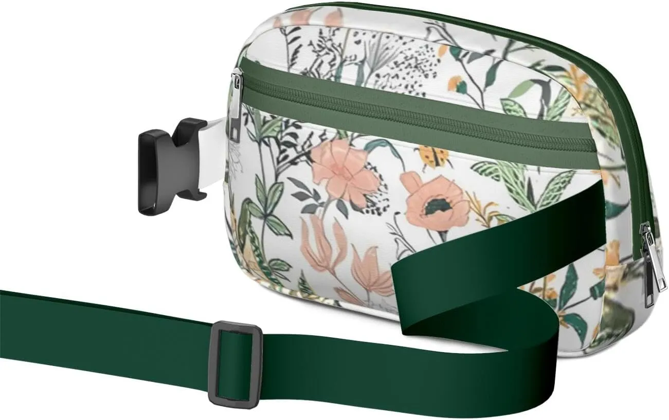 Fanny Pack for Women,Mini Waterproof Floral theme Belt Bag,Fashionable Crossbody,Cute Everywhere Belt Bags Fanny Pack for Hiking,Travel.