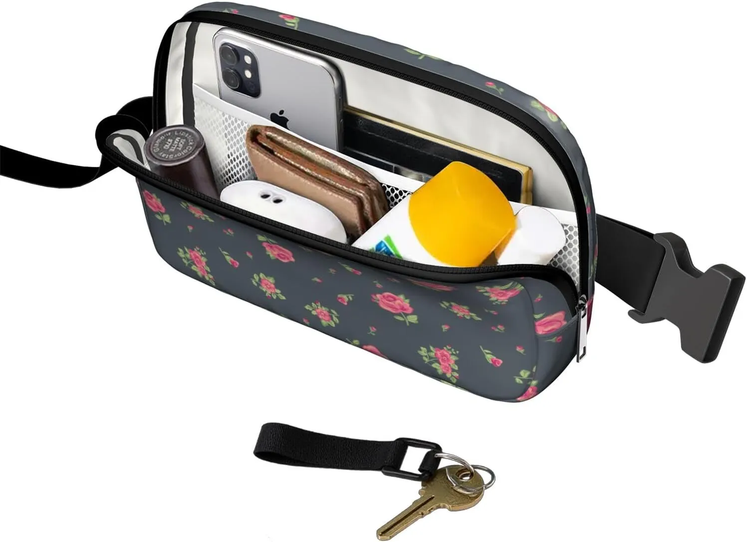 Fanny Pack for Women,Mini Waterproof Floral theme Belt Bag,Fashionable Crossbody,Cute Everywhere Belt Bags Fanny Pack for Hiking,Travel.