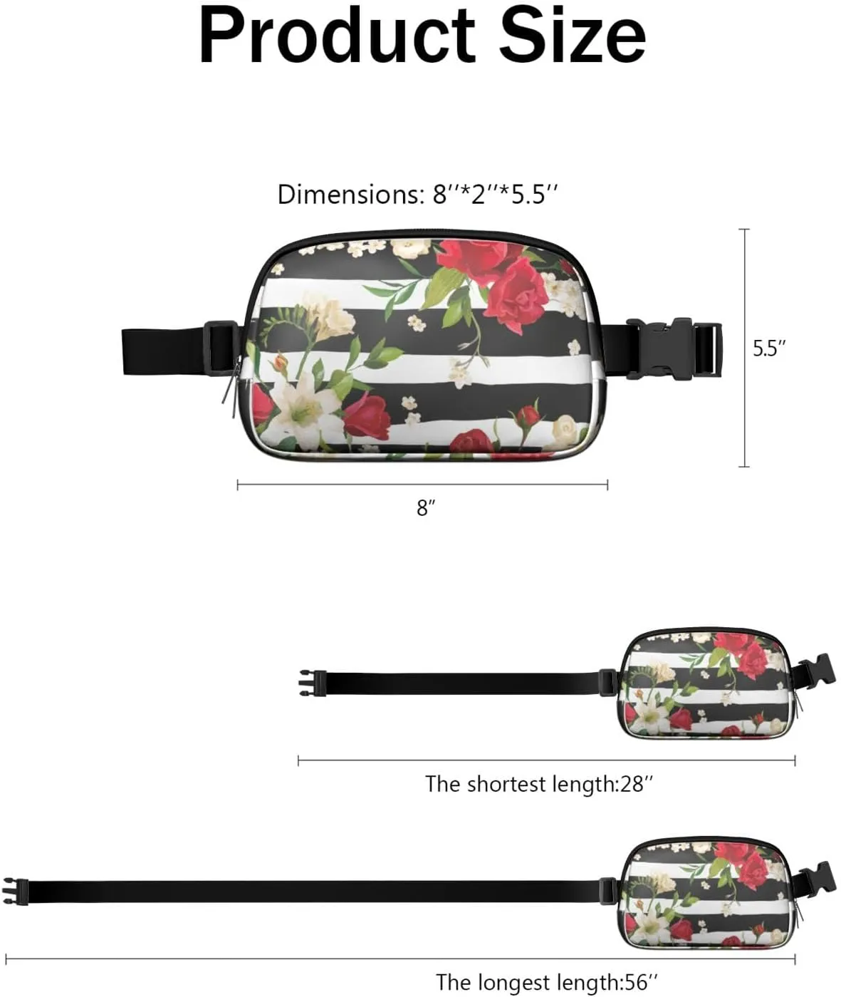 Fanny Pack for Women,Mini Waterproof Floral theme Belt Bag,Fashionable Crossbody,Cute Everywhere Belt Bags Fanny Pack for Hiking,Travel.