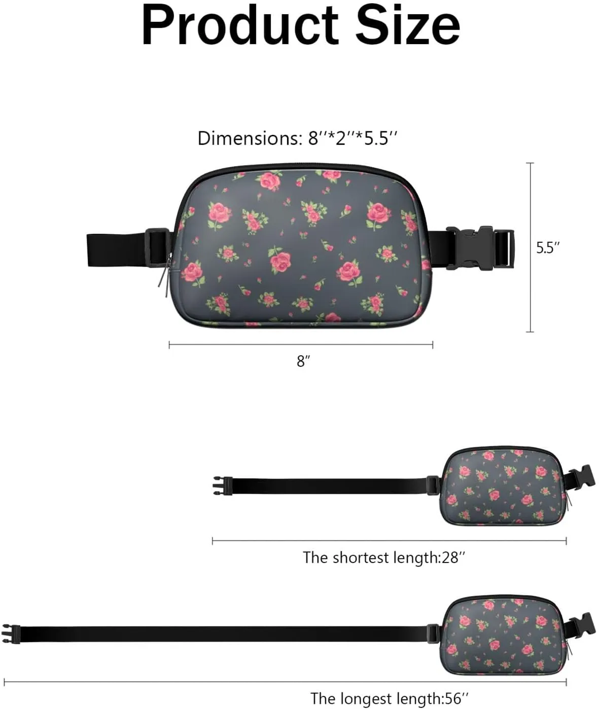 Fanny Pack for Women,Mini Waterproof Floral theme Belt Bag,Fashionable Crossbody,Cute Everywhere Belt Bags Fanny Pack for Hiking,Travel.
