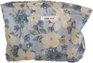 Floral Makeup Bag,Stylish Cosmetic Bags for Women and Girls, Beauty Zipper Pouches for Travel Versatile (blue beige)