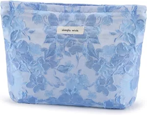 Floral Makeup Bag,Stylish Cosmetic Bags for Women and Girls, Beauty Zipper Pouches for Travel Versatile (bule)