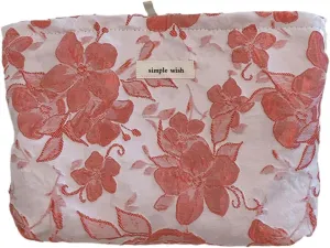 Floral Makeup Bag,Stylish Cosmetic Bags for Women and Girls, Beauty Zipper Pouches for Travel Versatile (red)