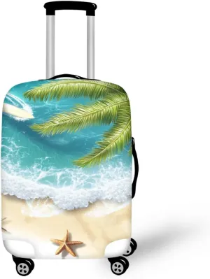 FOR U DESIGNS Beach Coconut Tree Luggage Sleeves for Suitcases 18-21 Inch Carry on Cover Protector Stretchy Zipper Scratch Resistant Lightweight for 1-3 Day Short Trip