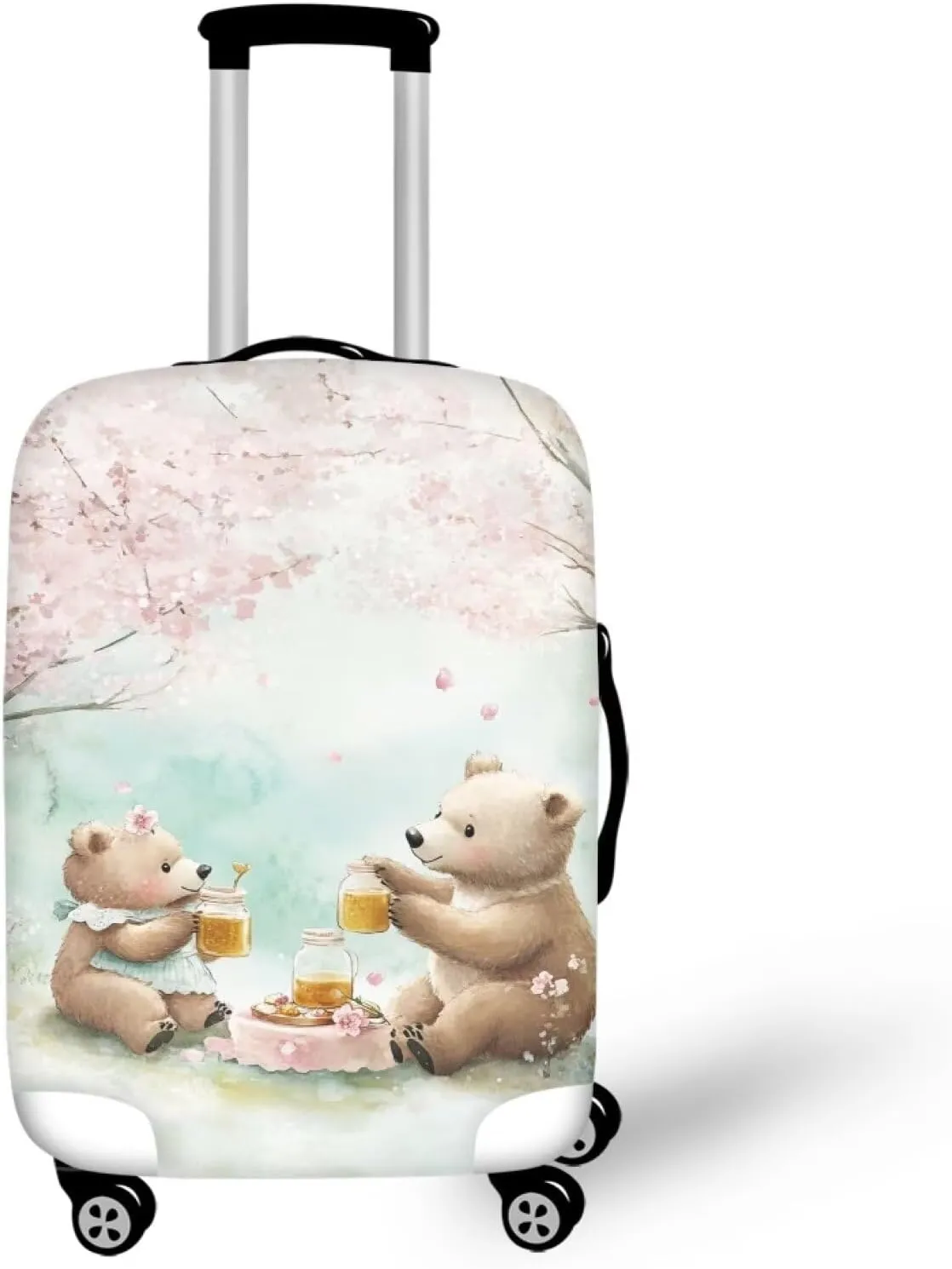 FOR U DESIGNS Bear Family Print Protective Luggage Covers Elastic Suitcase Protector Universal Fit 25-28 Inch Carry on Bags Vacation Travel Accessories