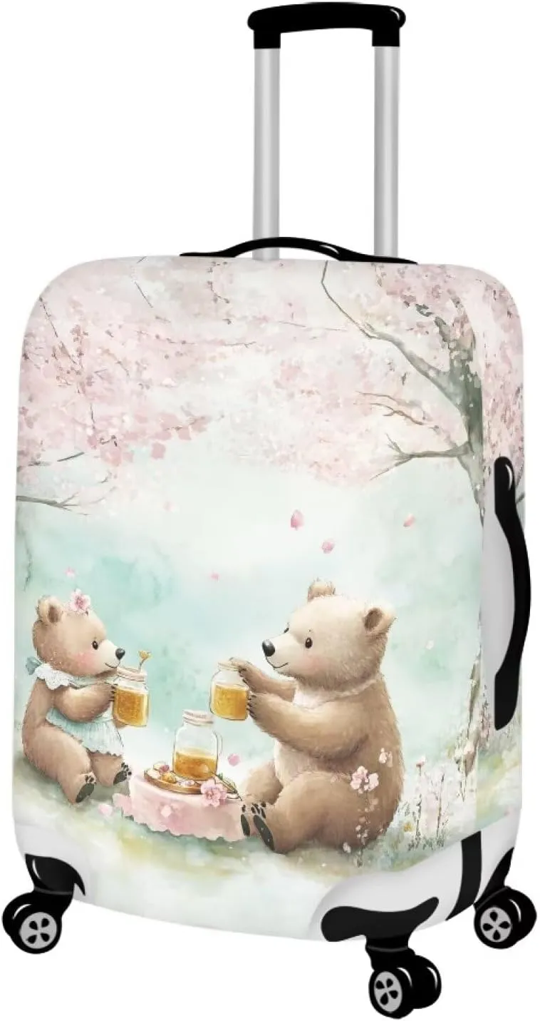 FOR U DESIGNS Bear Family Print Protective Luggage Covers Elastic Suitcase Protector Universal Fit 25-28 Inch Carry on Bags Vacation Travel Accessories