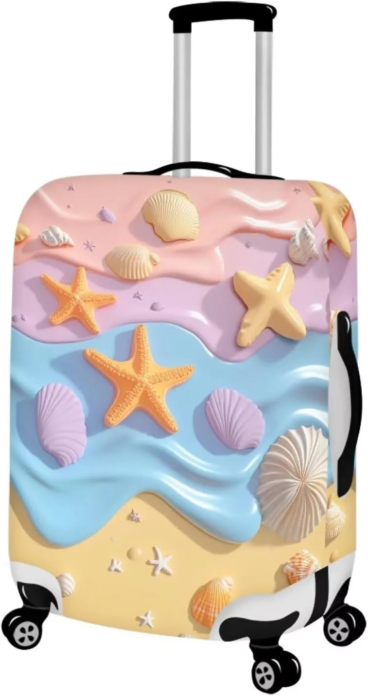 FOR U DESIGNS Carry on Luggage Cover Protector 18-21 Inch Elastic Cute Starfish Suitcase Sleeves for Weekend Trips Quick Install Anti-Scratch Luggage Protector