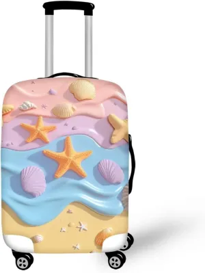 FOR U DESIGNS Carry on Luggage Cover Protector 18-21 Inch Elastic Cute Starfish Suitcase Sleeves for Weekend Trips Quick Install Anti-Scratch Luggage Protector