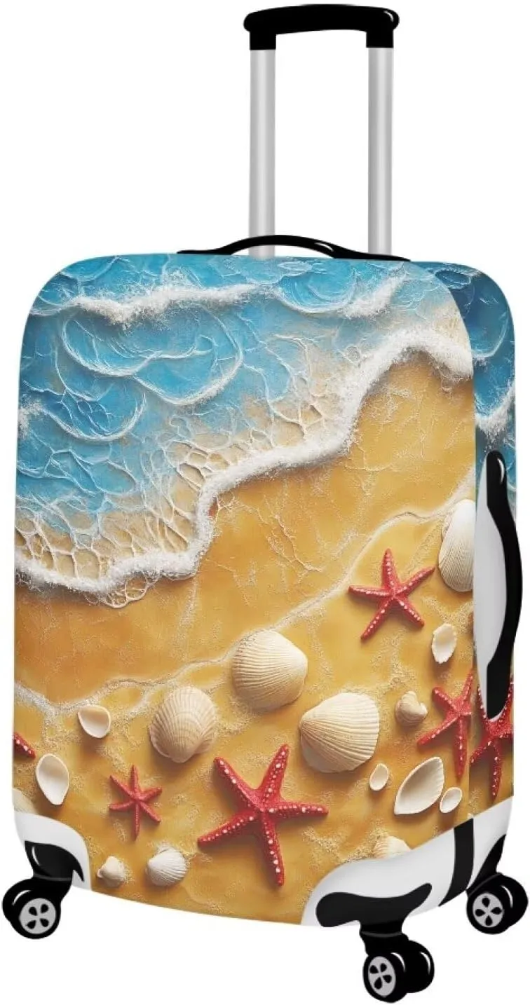 FOR U DESIGNS Carryon Luggage Cover 18-21 Inch Compact Travel Protector Sleeve for Weekend Trips Overnight Bag Protection Summer Beach Theme Washable