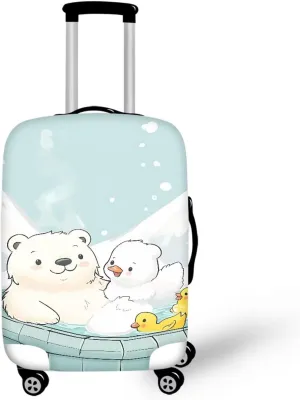 FOR U DESIGNS Cartoon Bear Luggage Sleeve for Suitcases Quick Install Scratch-Resistant Protector Fits 25-28 Inch Carry on Bags Travel Family Vacations
