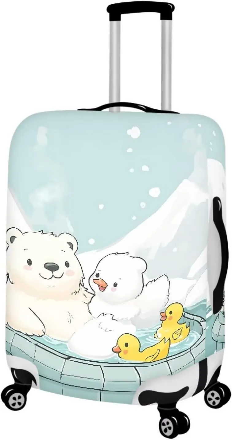 FOR U DESIGNS Cartoon Bear Luggage Sleeve for Suitcases Quick Install Scratch-Resistant Protector Fits 25-28 Inch Carry on Bags Travel Family Vacations