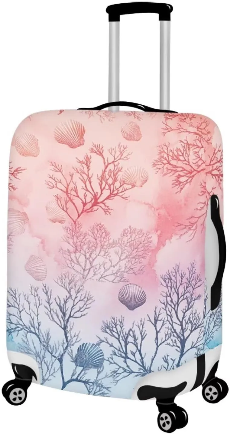 FOR U DESIGNS Coral Luggage Cover Protector 18-21 Inch Carry on Luggage Cover for Weekend Trips Stretchy Scratch-Resistant Easy Install Foldable Travel Supplies