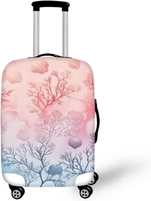 FOR U DESIGNS Coral Luggage Cover Protector 18-21 Inch Carry on Luggage Cover for Weekend Trips Stretchy Scratch-Resistant Easy Install Foldable Travel Supplies