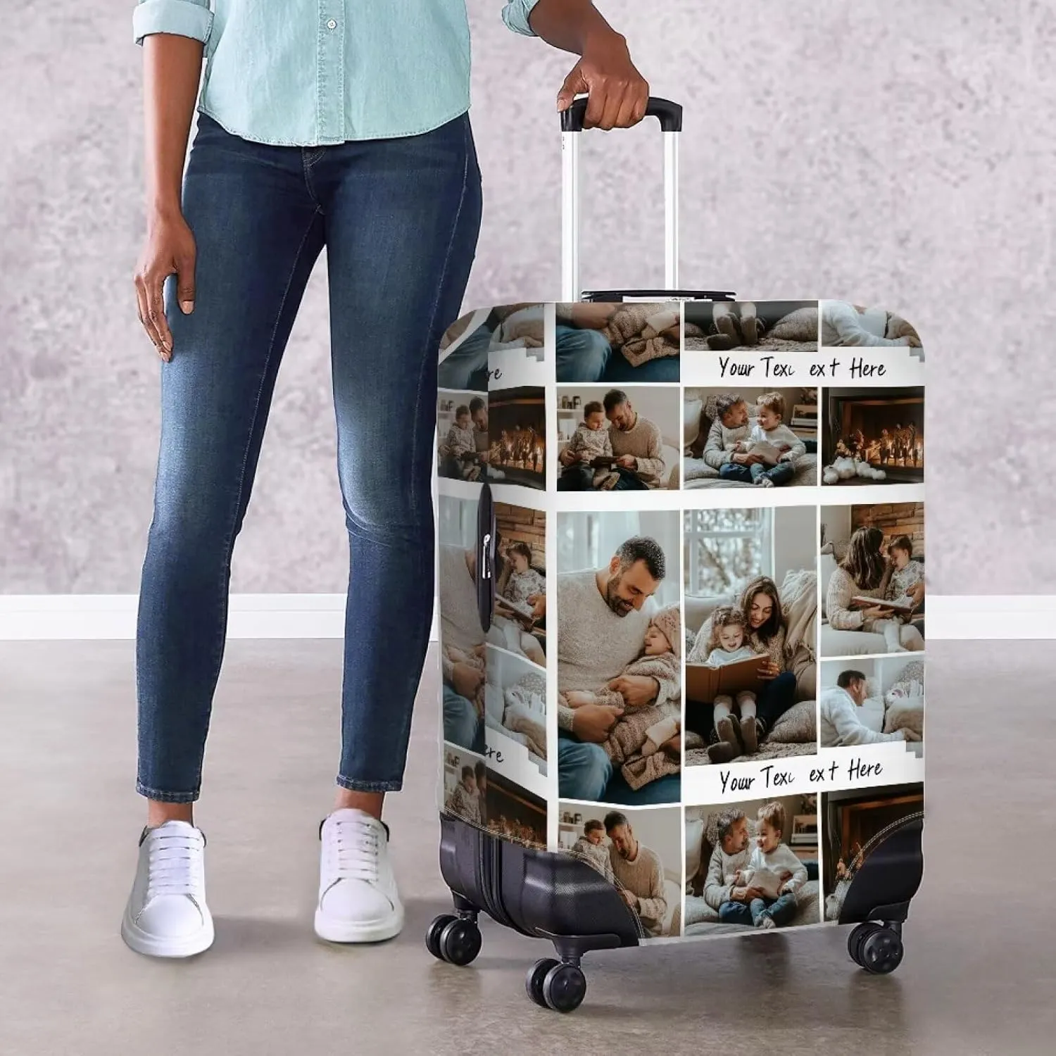 FOR U DESIGNS Custom Luggage Cover Protector Stretchy Personalized Suitcase Sleeve Fits 25-28 Inch Scratch-Resistant Foldable for Travel Vacation Family Trips