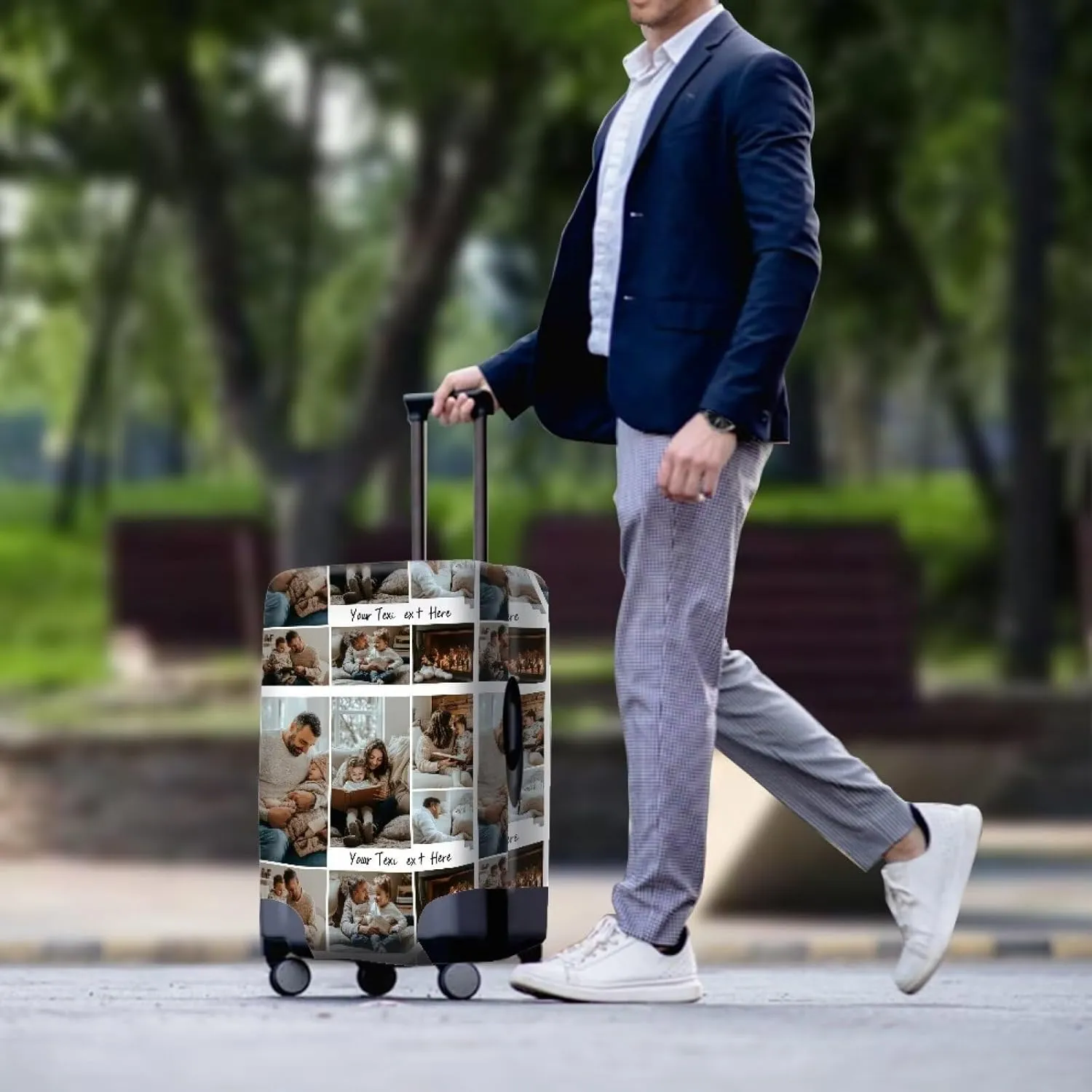 FOR U DESIGNS Custom Luggage Cover Protector Stretchy Personalized Suitcase Sleeve Fits 25-28 Inch Scratch-Resistant Foldable for Travel Vacation Family Trips