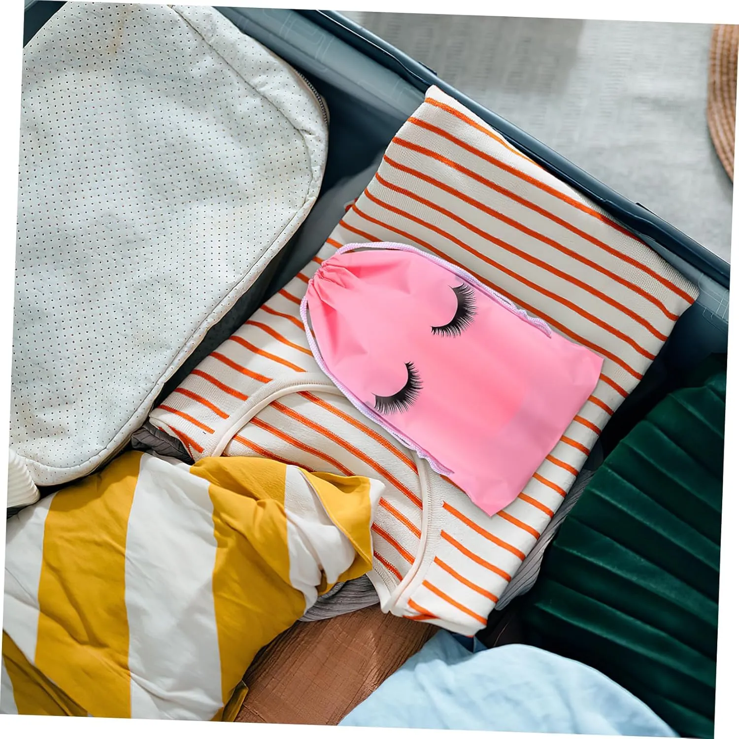 FRCOLOR Makeup Bag with Drawstring Travel Toiletry Bag 50pcs Cosmetics Storage Eva Material Unique Design