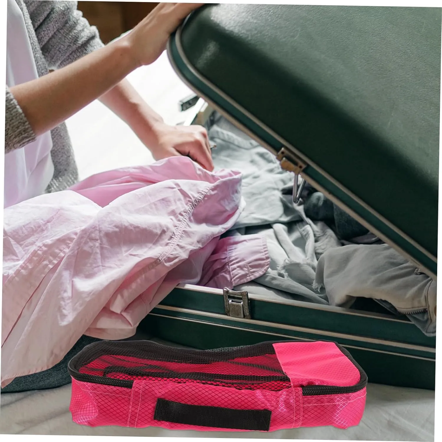 FRCOLOR Packing Bags for Suitcases Travel Organizer Compression Travel Bags Mesh Pouch 3-pack