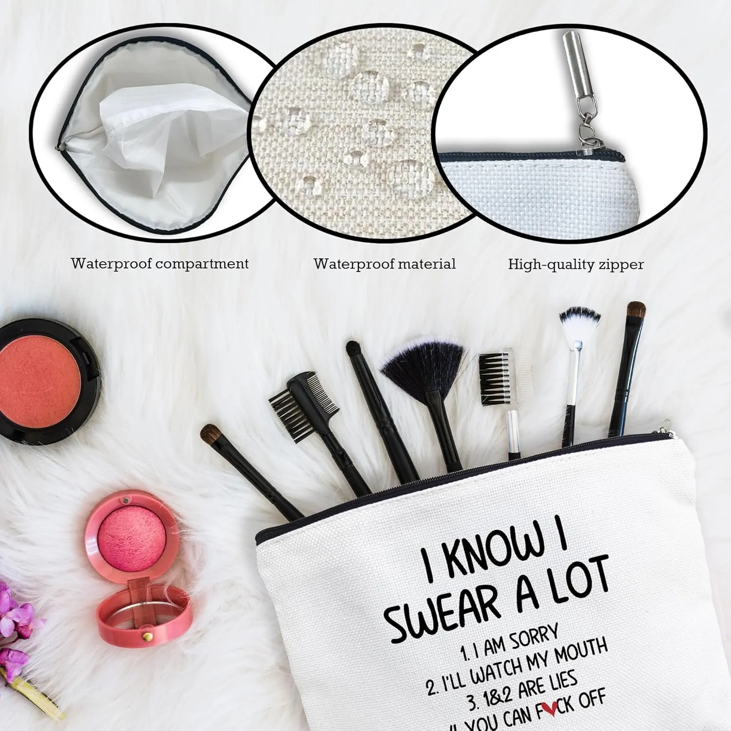 Funny Make Up Bags For Women, Toiletry Bags For Traveling Women, Small Makeup Pouch, Make Up Travel Bag Organizer, Humor Novelty Cosmetic Travel Bag (A22)