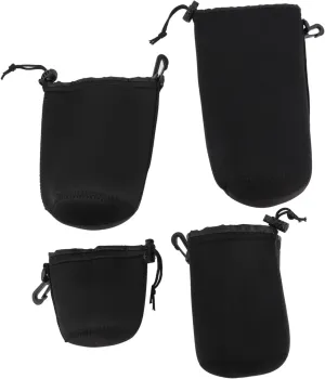 Gadpiparty Slr Camera Lens Pouch 4pc Neoprene Waterproof Case Hooks for Professional Hobbyist Photographers
