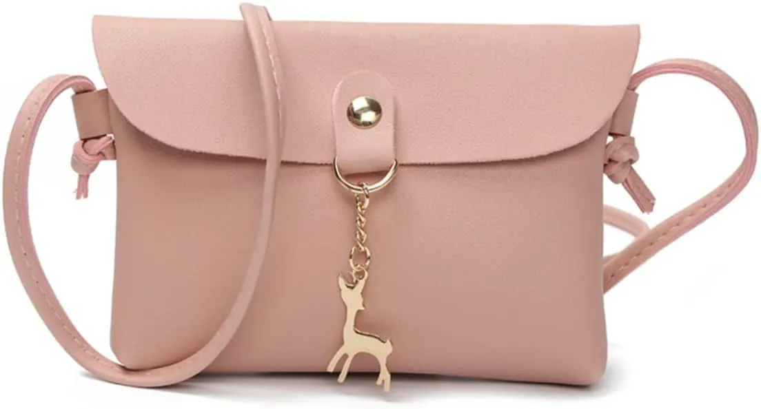 GALPADA Mini Crossbody Bag Deer Charm Women's Pu Leather Shoulder Tote Cute Satchel for Daily Use