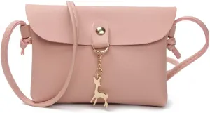 GALPADA Mini Crossbody Bag Deer Charm Women's Pu Leather Shoulder Tote Cute Satchel for Daily Use