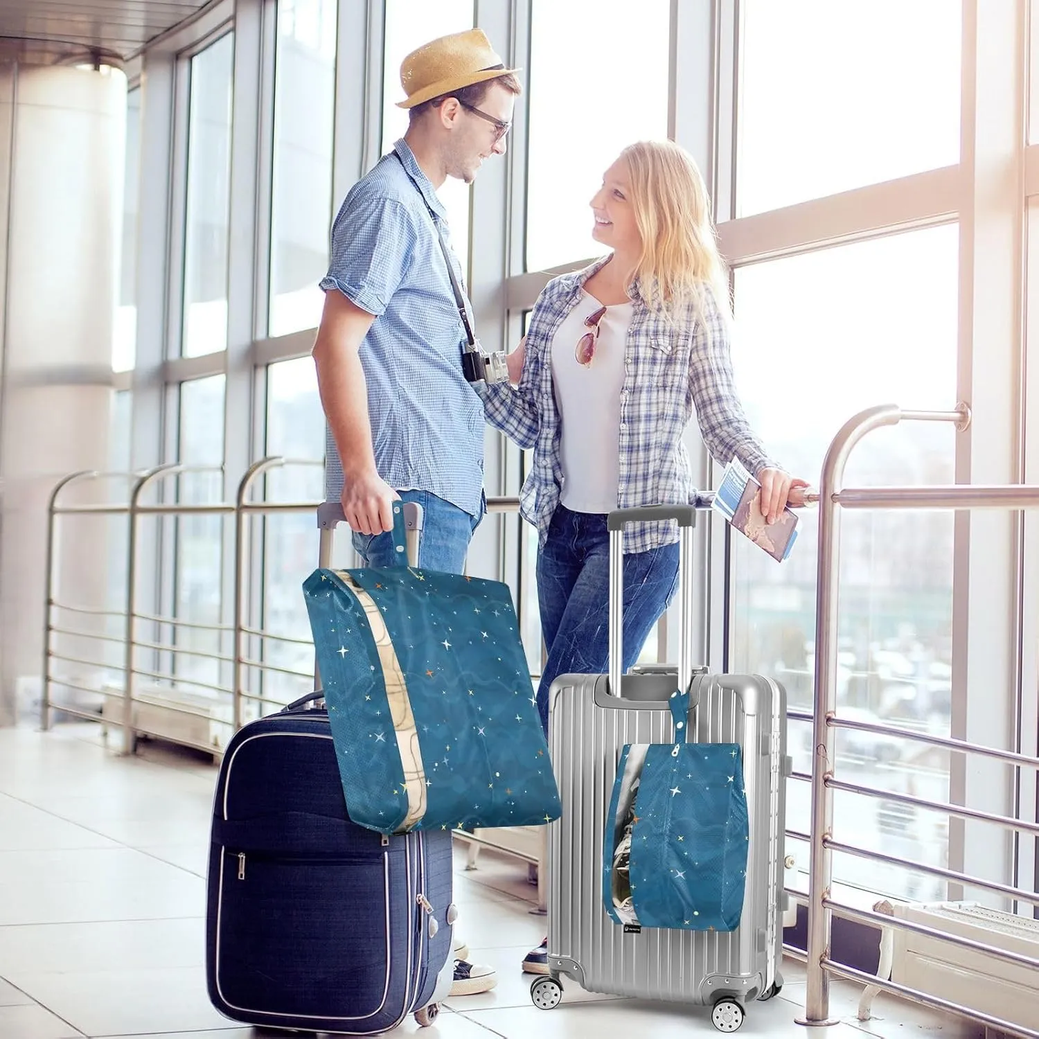 Garment Bag Closet Storage, Luggage Space Saver, Stars, Waterproof, 3 Set Travel Packing Cubes For Suitcases, Luggages Management Personnel