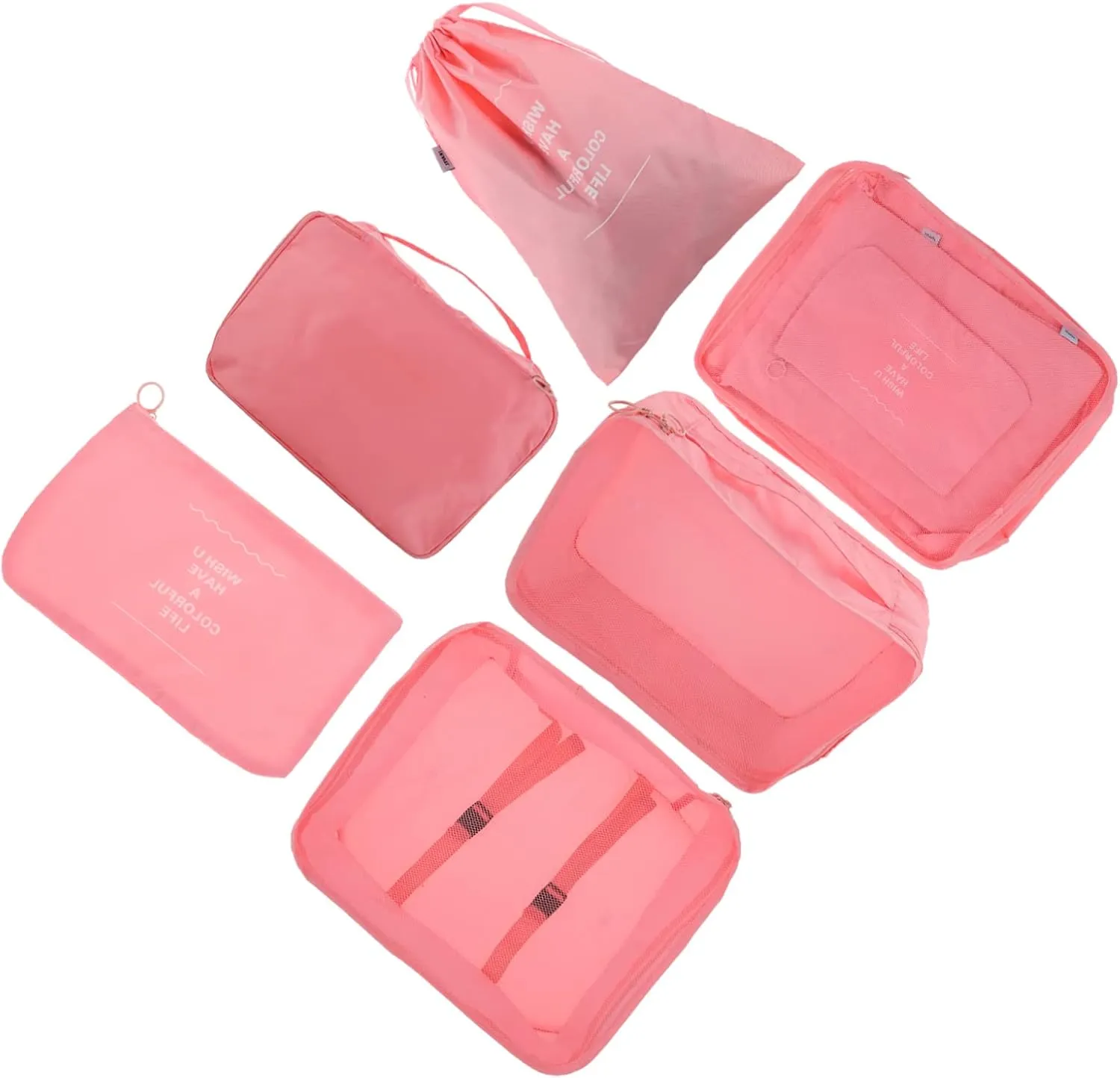 Garment Duffle Bags for Travel 5pc Set Portable Clothing Bags Zipper Toiletry Bags for Women