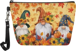 GIFTPUZZ Autumn Dwarf Women Fashion Makeup Bag Travel Convenient Cosmetic Toiletry Make Up Tool Sotrage Organizer Hanging Bag Clutch Purse Thanksgiving