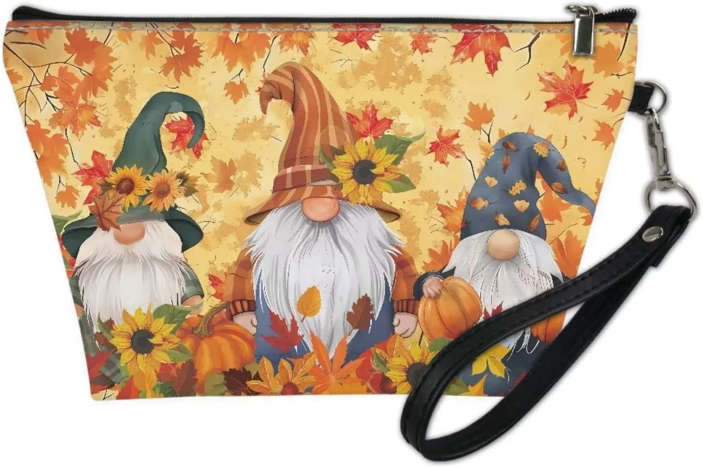 GIFTPUZZ Autumn Dwarf Women Fashion Makeup Bag Travel Convenient Cosmetic Toiletry Make Up Tool Sotrage Organizer Hanging Bag Clutch Purse Thanksgiving