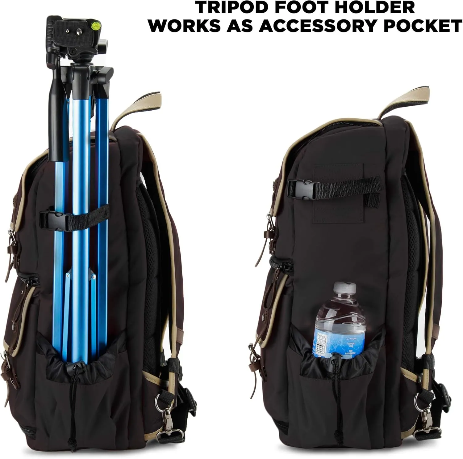 GOgroove Camera Backpack Bag Professional for DSLR/SLR/Mirrorless Photography Camera Case and Laptop with 15.6 inch Laptop Compartment, Tripod Holder, and Waterproof Rain Cover (Black) (Full-Size)