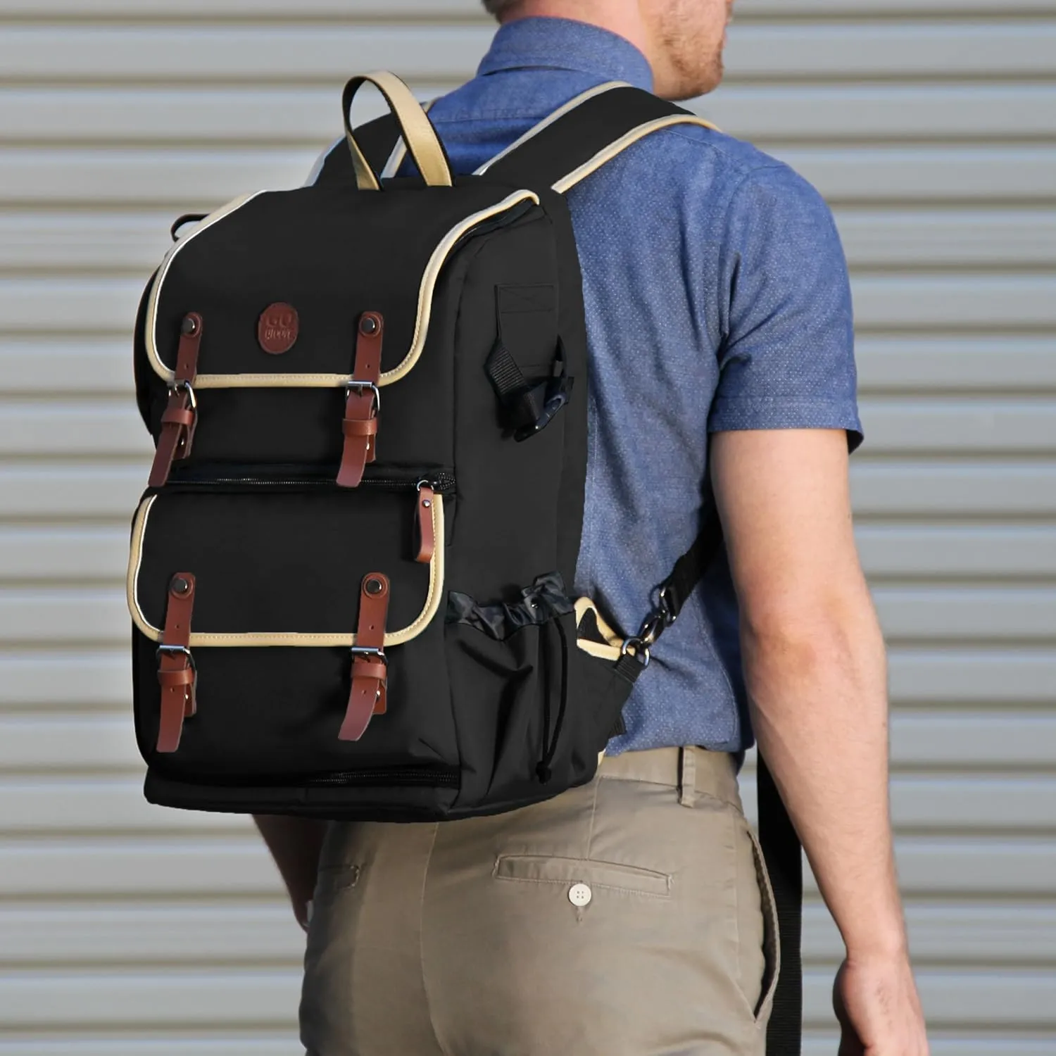 GOgroove Camera Backpack Bag Professional for DSLR/SLR/Mirrorless Photography Camera Case and Laptop with 15.6 inch Laptop Compartment, Tripod Holder, and Waterproof Rain Cover (Black) (Full-Size)