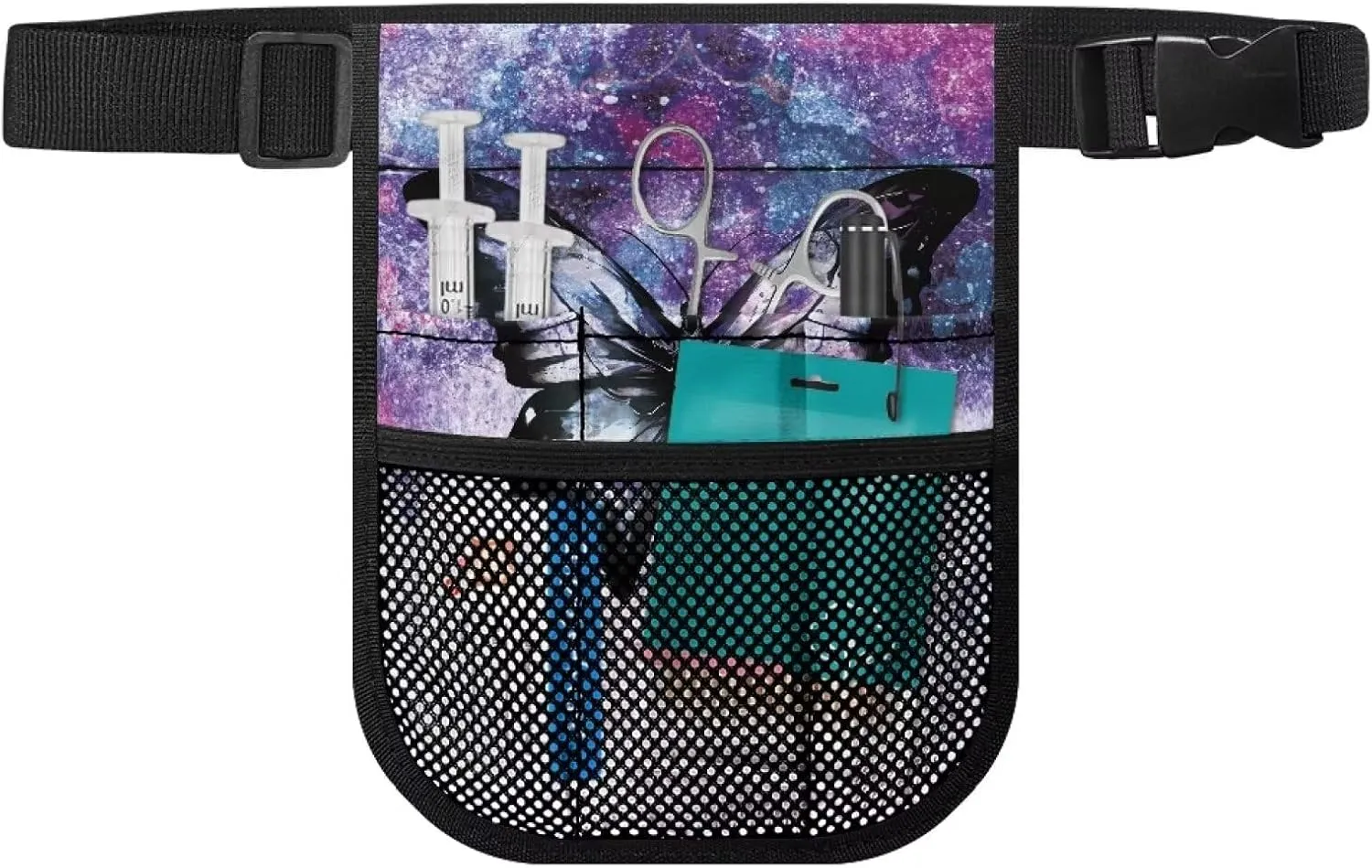 Gomyblomy Aesthetic Butterfly Nurse Fanny Pack, Sturdy Nurse Pouch Waist Bag with Gear Pockets, Practical Large Capacity Nursing Tool Belt Storage with Adjustable Waist Strap