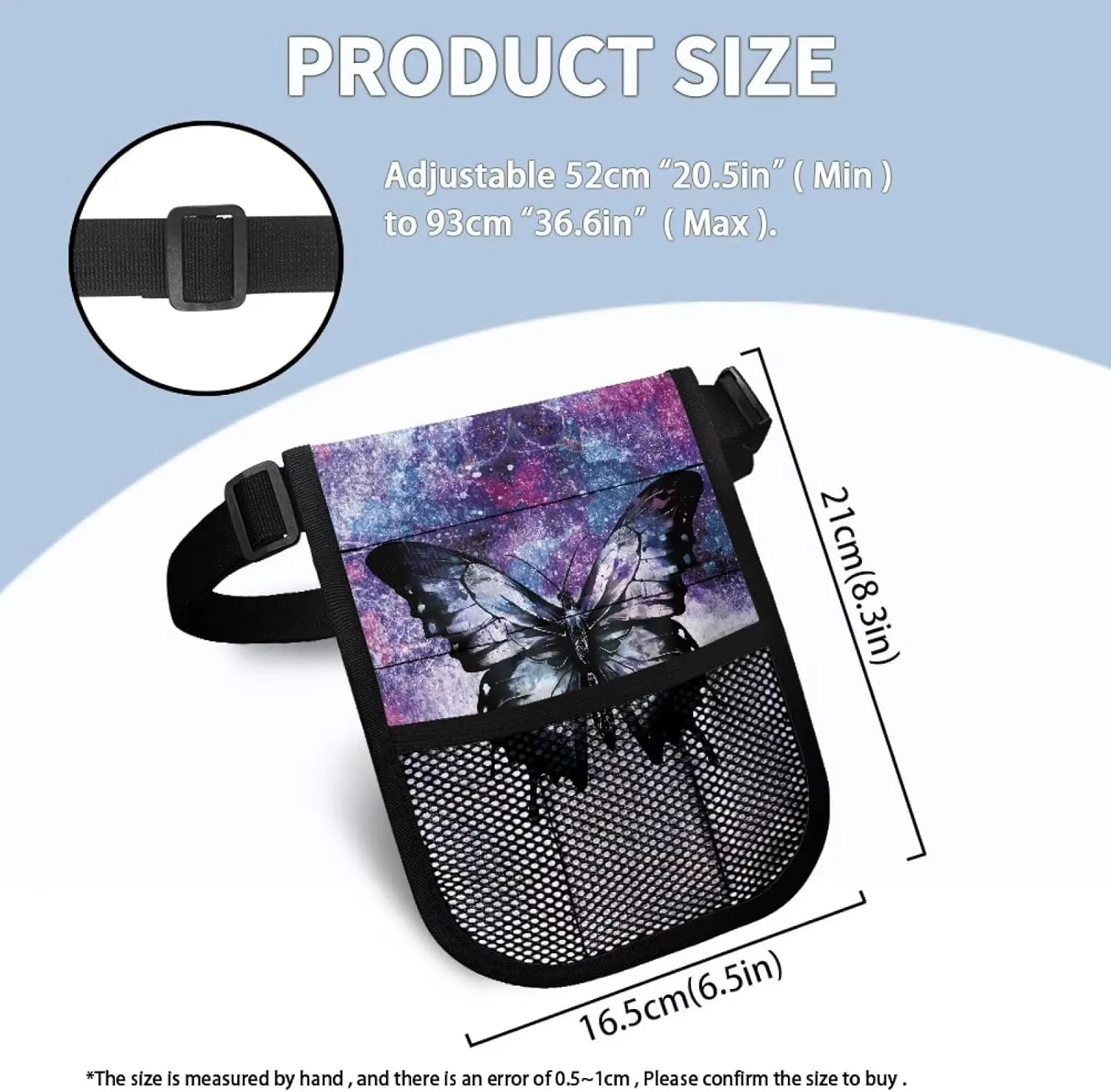 Gomyblomy Aesthetic Butterfly Nurse Fanny Pack, Sturdy Nurse Pouch Waist Bag with Gear Pockets, Practical Large Capacity Nursing Tool Belt Storage with Adjustable Waist Strap
